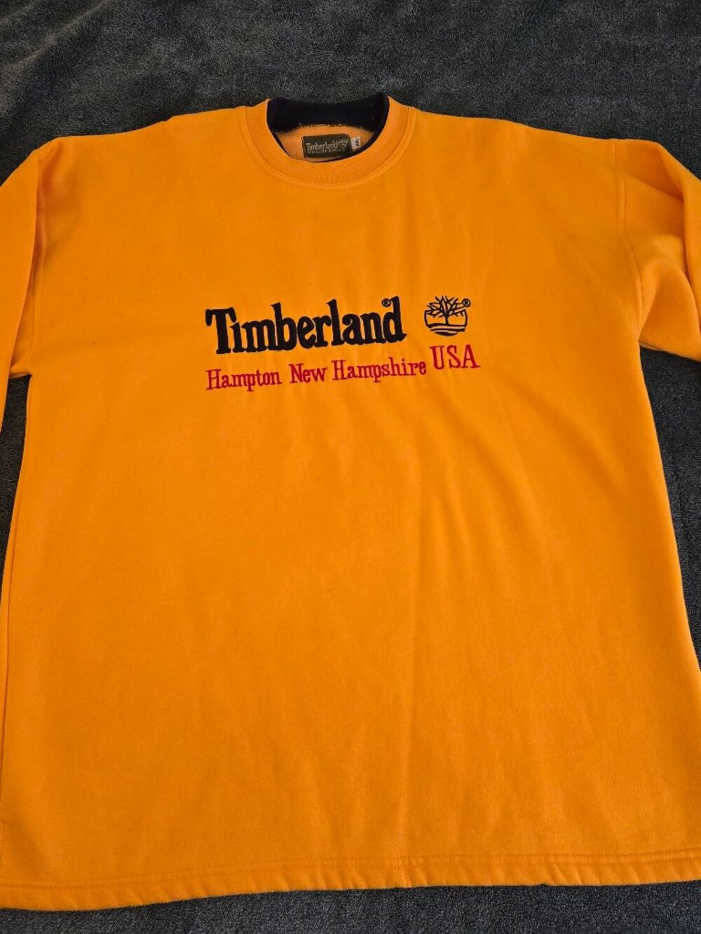 90s Timberland Sweatshirt Size XXL Embroidered Spellout Logo Crewneck Yellow